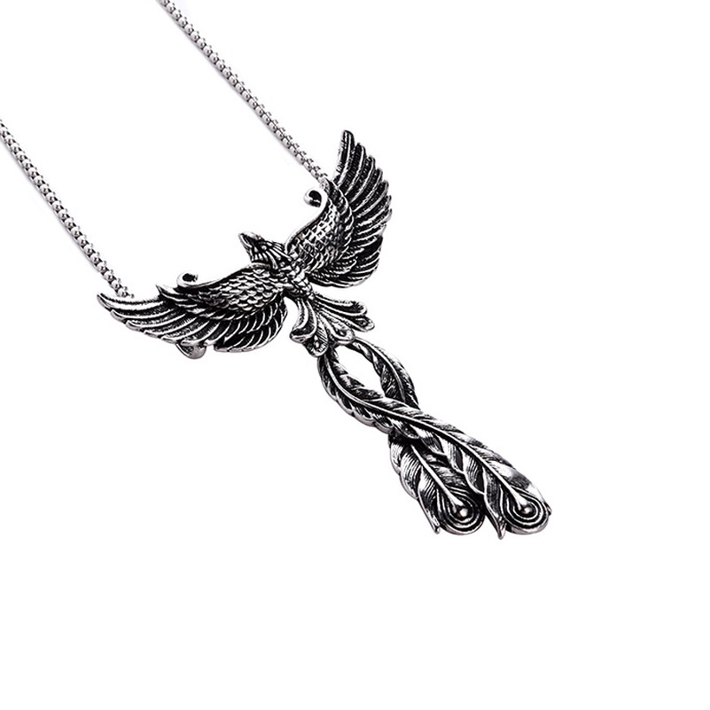 Kalung Liontin Phoenix Bahan Metal Gaya Vintage Untuk Wanita