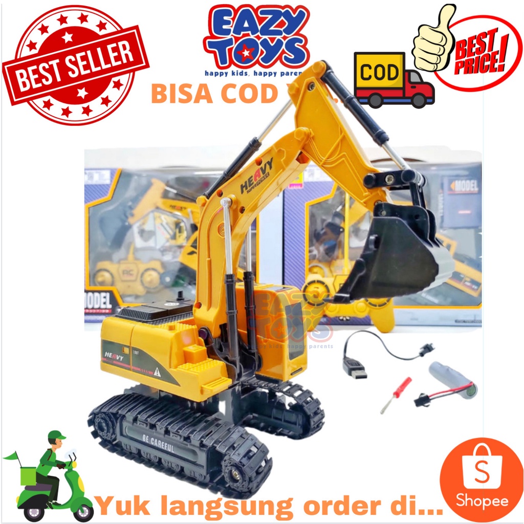 Mobil Remote Control Mobil Remot Excavator Beko 1:24 Fitur Lampu dan Suara RC Truck Digger 6 Channel