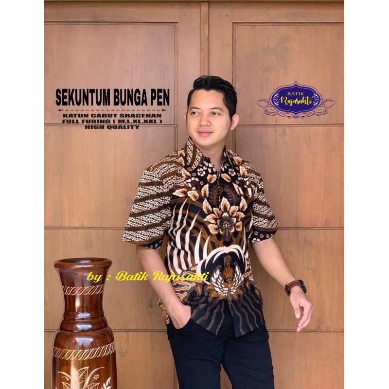 BATIK SEKUNTUM BUNGA KATUN CABUT HALUS FULL FURING SIZE M-XXL ASI SOLO