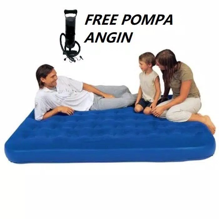 Kasur Angin Single + POMPA portable lipat air bed matras tidur rumah