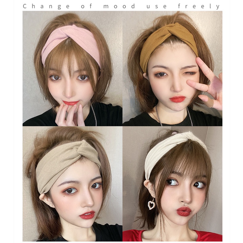 Bando Wanita Motif Hairband Elastis/Aksesoris Hairband/Fashion Bando Import/Bando Bandana Wanita Headband Korea Elastis Stretch Sport Wanita Polos Ikat Rambut Jilbab Bandana Rambut Wanita