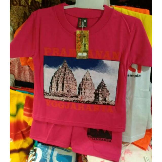 Setelan Katun Anak Unisex Gambar Candi Prambanan Harga Murah/ Souvenir Jogja