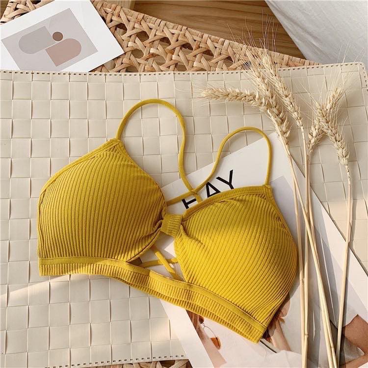 [ LINGERIE MASTER ] - (B-6) Bra Wanita Tanpa Kawat Bahan Halus BH Lingerie Pakaian Dalam Bra Push Up Elastis Sexy dengan Bus bh-B-6 Kuning