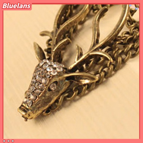 Gelang Multilayer Desain Kepala Rusa Misterius Gaya Vintage Untuk Wanita