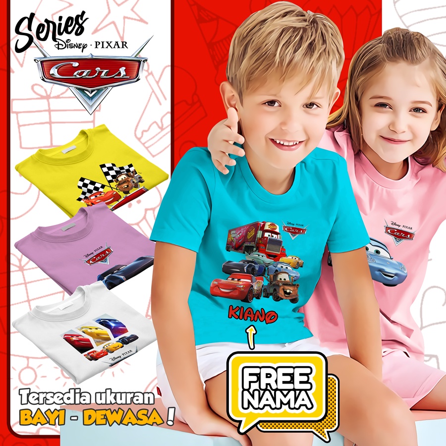 Baju Kaos ANAK DAN DEWASA CARS COUPLE (FREE NAMA)