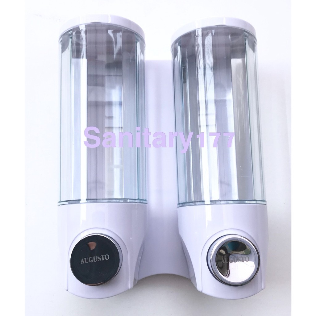 Tempat Sabun Cair DOUBLE Minimalis PUTIH Augusto - Dispenser Sabun Soap Dispenser Shampo sanitizer  /D1