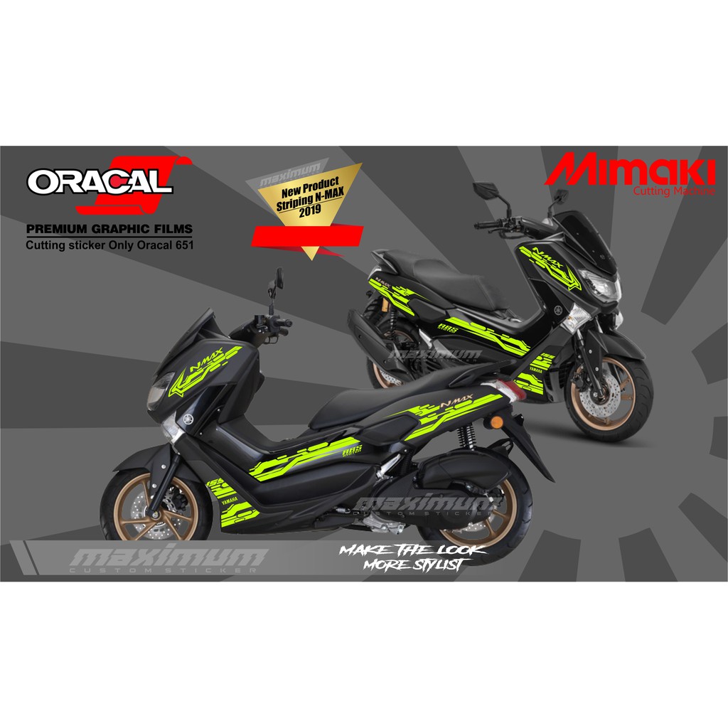 CUTTING STICKER NMAX HITAM - STRIPING STIKER HIJAU STABILO