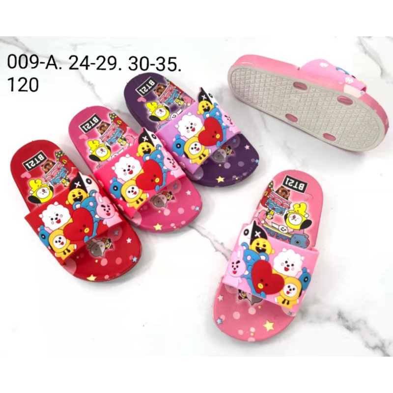 Sandal anak jelly import anak perempuan terbaru BT21/BTS  Sendal selop anak lucu