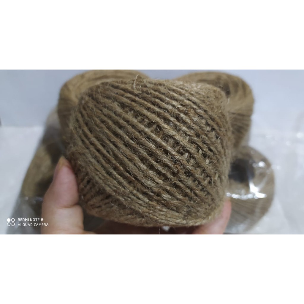 Per ROLL 50 Meter - Tali Rami / Hemp Rope / Tali Benang Goni Vintage - Benang Rajut - Benang Karung