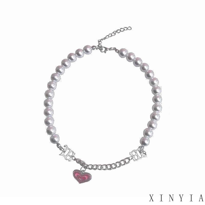 【Bayar di tempat】Kalung Tulip Mutiara Elegan Untuk Wanita Love Hati Fishtail Pendant Necklace Jewelry