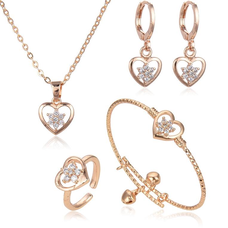 VQB✔ Lavish Jewelry 36s  Set Perhiasan Titanium Anak Wanita Anti Lapis Emas Karat Isi Love  Dan Tidak Luntur Perak Perempuan  Asli   Antikarat Lapis Kalung Dan Anting Terbaru Gelang Dan Cincin 24k VQB ✅