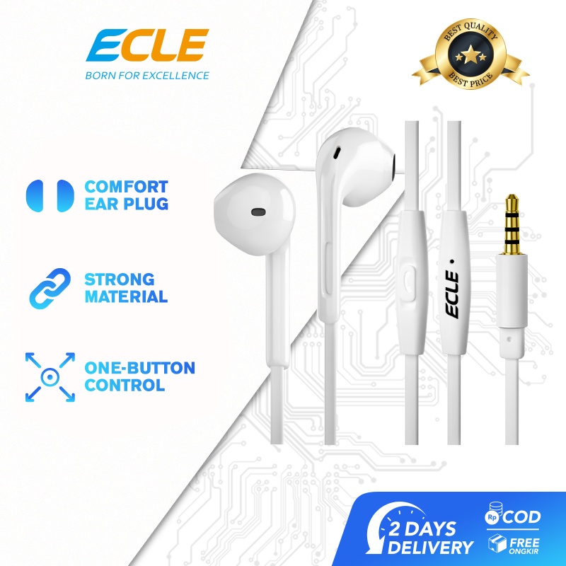 (HOT) ECLE Wired Earphone Headset 3.5mm Jack Audio with Mic