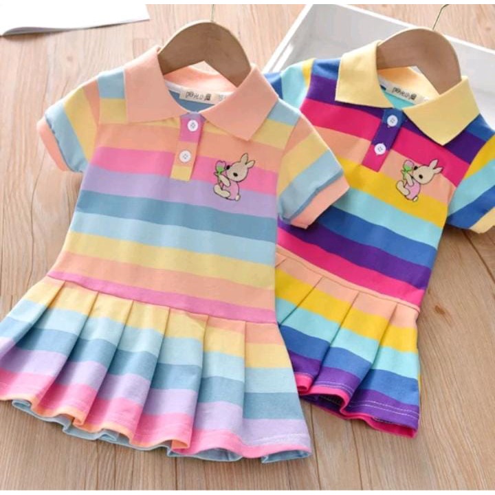 PAKAIAN ANAK PEREMPUAN/DRESS RAINBOW TERBARU 1-5 TAHUN