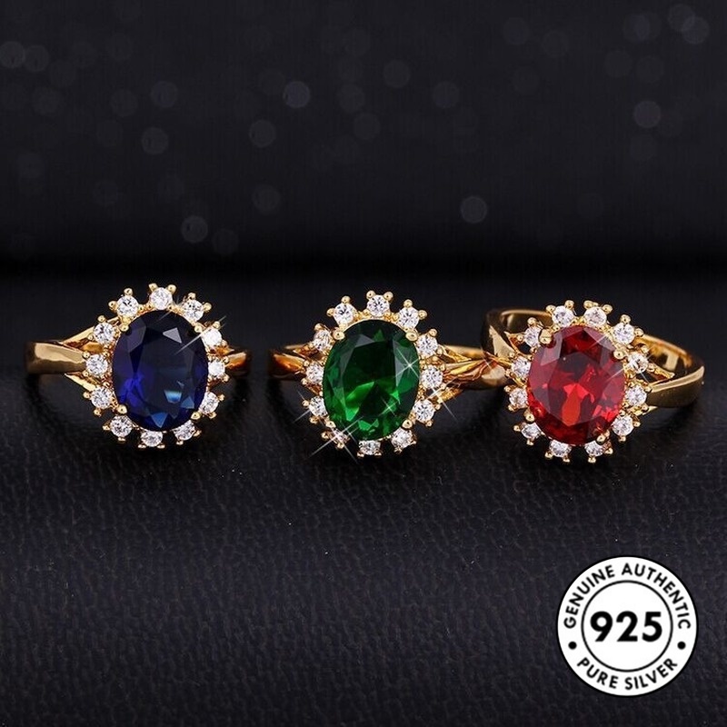 Cincin Sterling Silver 925 Gaya Vintage Dengan Emerald Warna Rose Gold Untuk Wanita