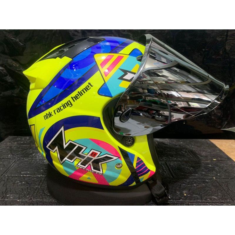 Kaca Visor Helm NHK R6 R 6 FLAT Datar Model Venom Iridium Silver Chrome Rachet Bracket Kupingan Bonus Baut 4pcs