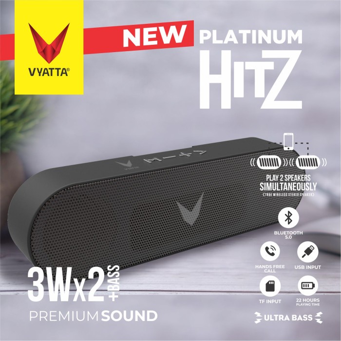 Vyatta Platinum Hitz Tws Speaker - Stereo, Bluetooth, Usb/Tf-Mega Bass - Briliant Black
