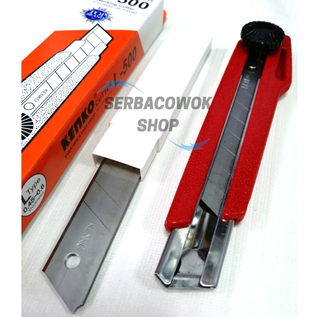 Paket Pisau Cutter KENKO L 500 Besar + Isi Cutter 1 pak Cutting Knife Serbaguna Termurah Berkualitas