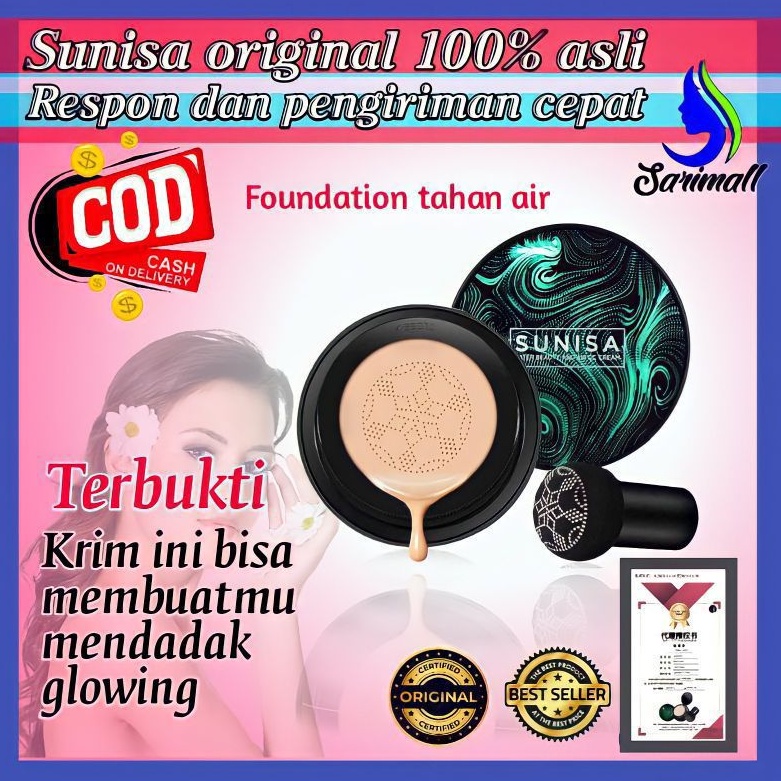 Bedak basah sunisa glowing original anti air  korea asli alas bedak cair glowing sinusa tahan lama bedak sekaligus foundation sanisa bikin wajah glowing dan anti air