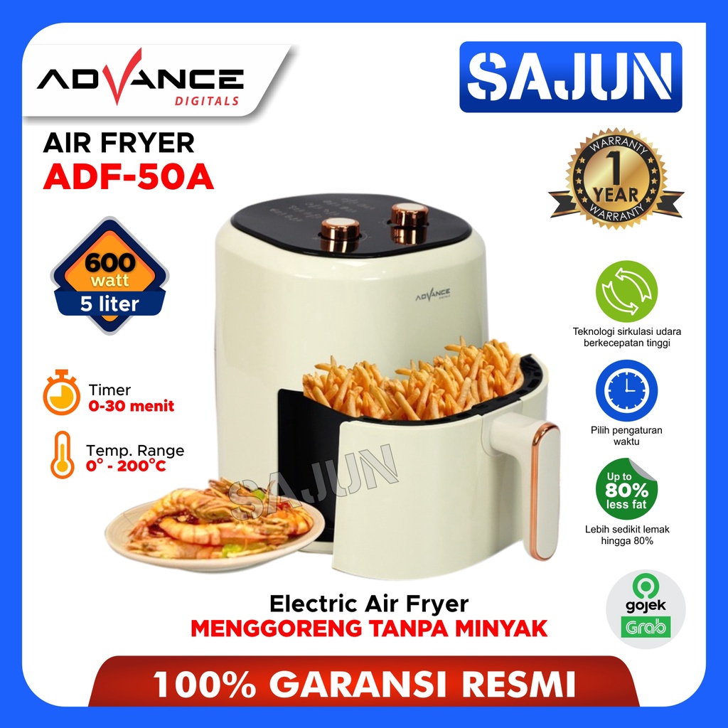 Advance Air Fryer ADF50A Deep Fryer 5 Lt ADF-50A Goreng Tanpa Minyak