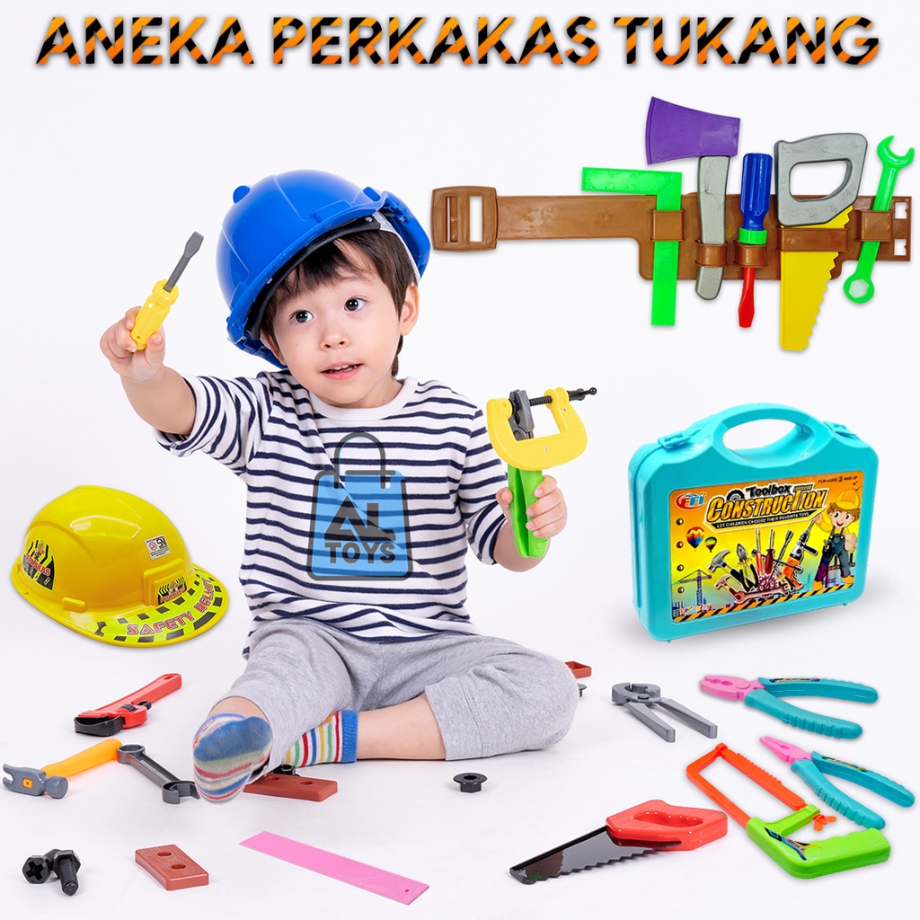 AJ MAINAN EDUKATIF HELM TUKANG / PERKAKAS ALAT TUKANG / BENGKEL TOOLSET