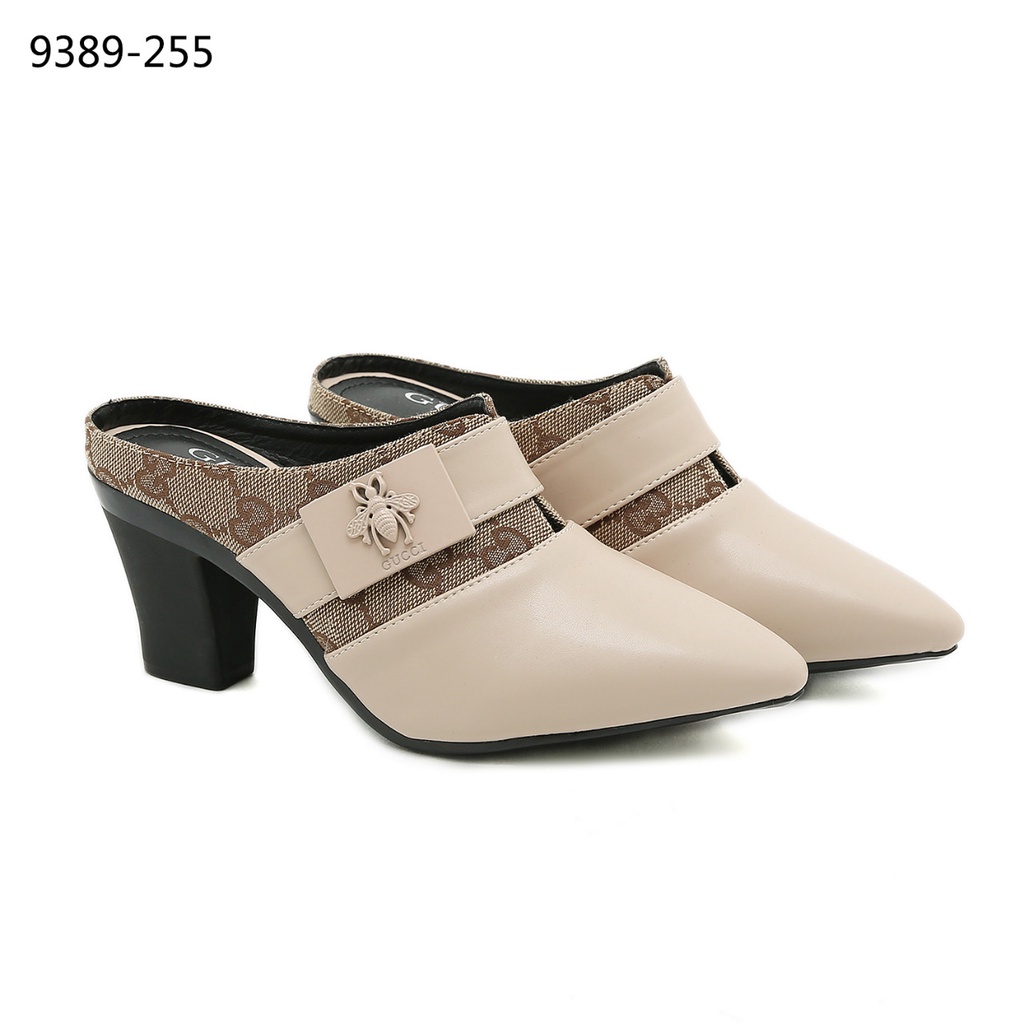 GC GG Canvas Bee Heel Shoes #9389-255