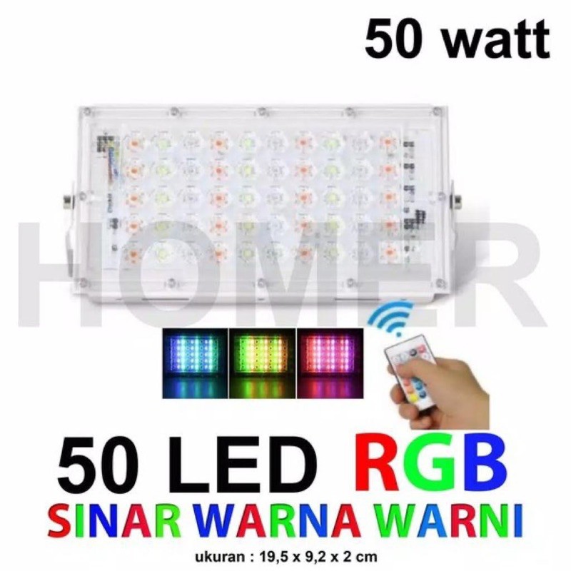 Lampu Sorot RGB 50W Remote Lampu Tembak RGB 50 Watt Lampu Sorot Warna Warni Remote