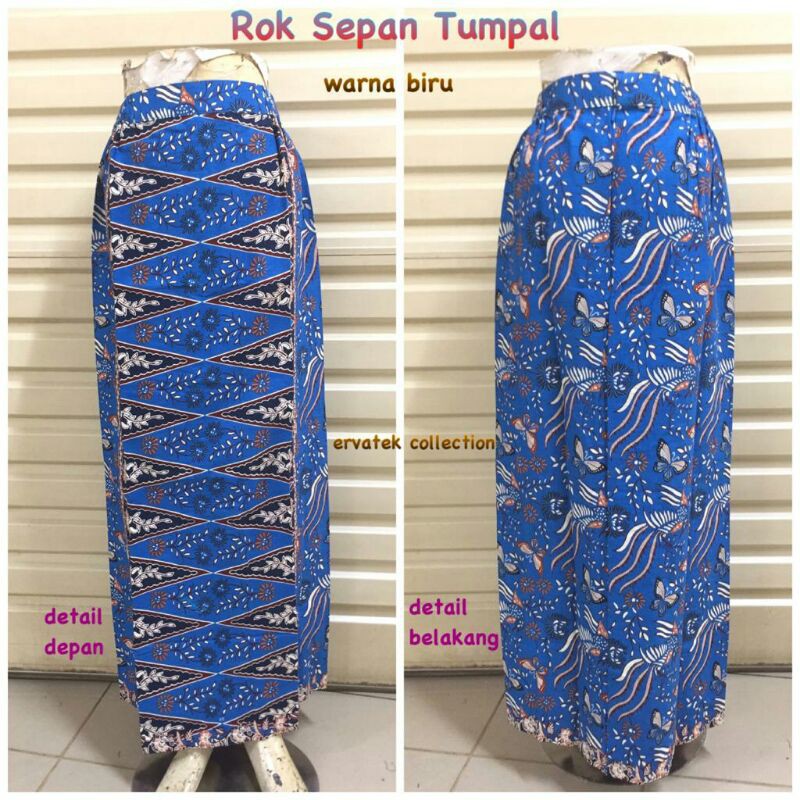 Rok Sepan Tumpal ST34 Motif Pucuk Rebung Warna Biru Elektrik Navy / Bawahan Sepan Batik