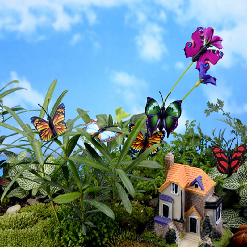 【Theredsunrisesiwy.id】4X Butterfly Miniature Fairy Garden Ornament Plant Pot Craft Dollhouse Decor DIY