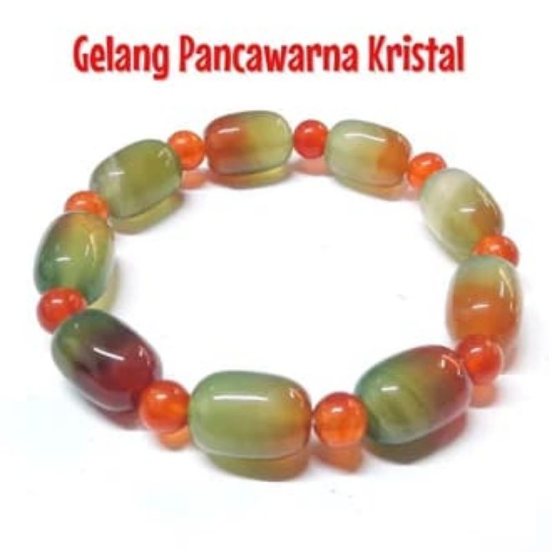 (TERBARU)GELANG PANCAWARNA KRISTAL GIOK ASLI 100%TERMURAH Gelang Giok Untuk Kesehatan Import Natural Asli Batu Alam Pria/Wanita