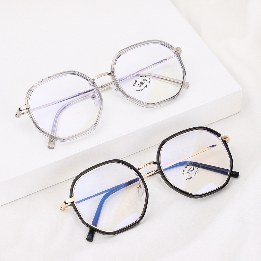 Kacamata Myopia Anti Blue Light Bingkai Besar Bahan Metal Gaya Retro Untuk Pria Dan Wanita