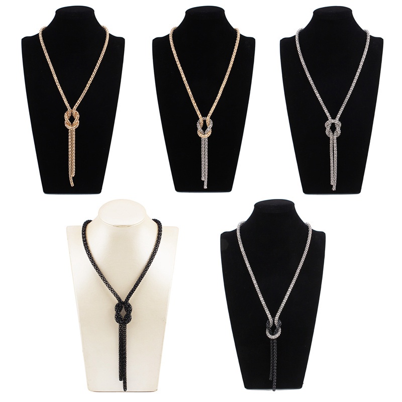 Women Fashion Simple Knotted Chain Choker Necklaces Female Bohemian Jewelry