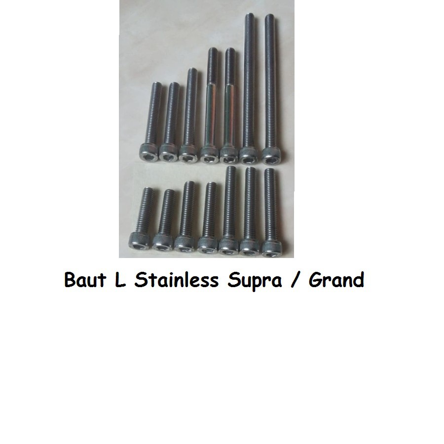 BAUT BLOK MESIN L SET STAINLESS STEEL MOTOR SUPRA / GRAND
