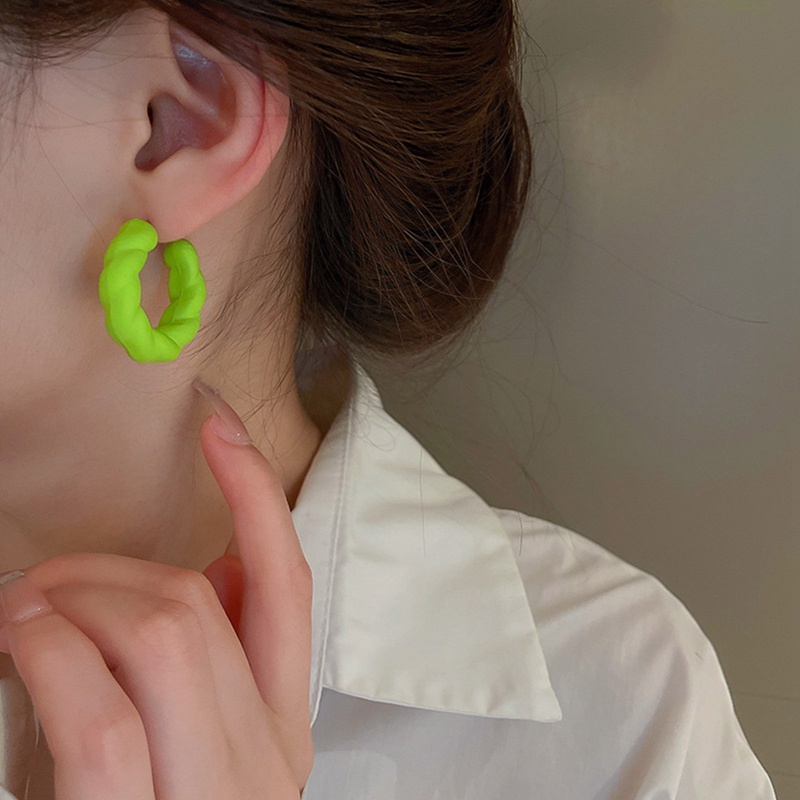 Anting Stud Bentuk C Bahan Akrilik Resin Transparan Untuk Wanita