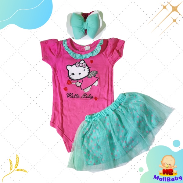 Baju Bayi Perempuan 0 3 6 9 Bulan Setelan Jumper Bayi Perempuan Murah NewBorn Angel Kitty