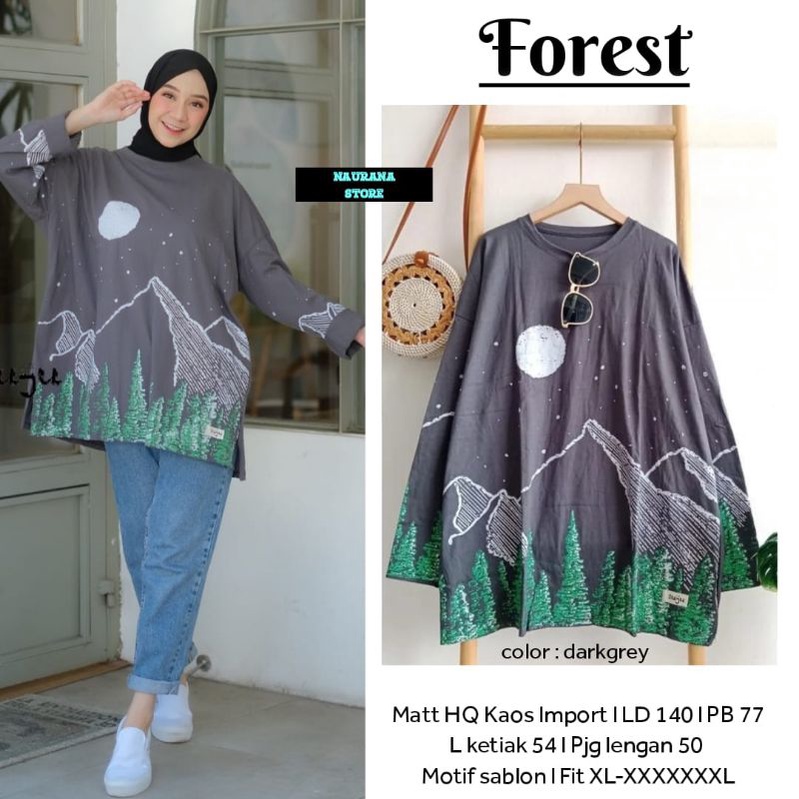 Forest Atasan Kaos Wanita Muslim Super Jumbo LD 140