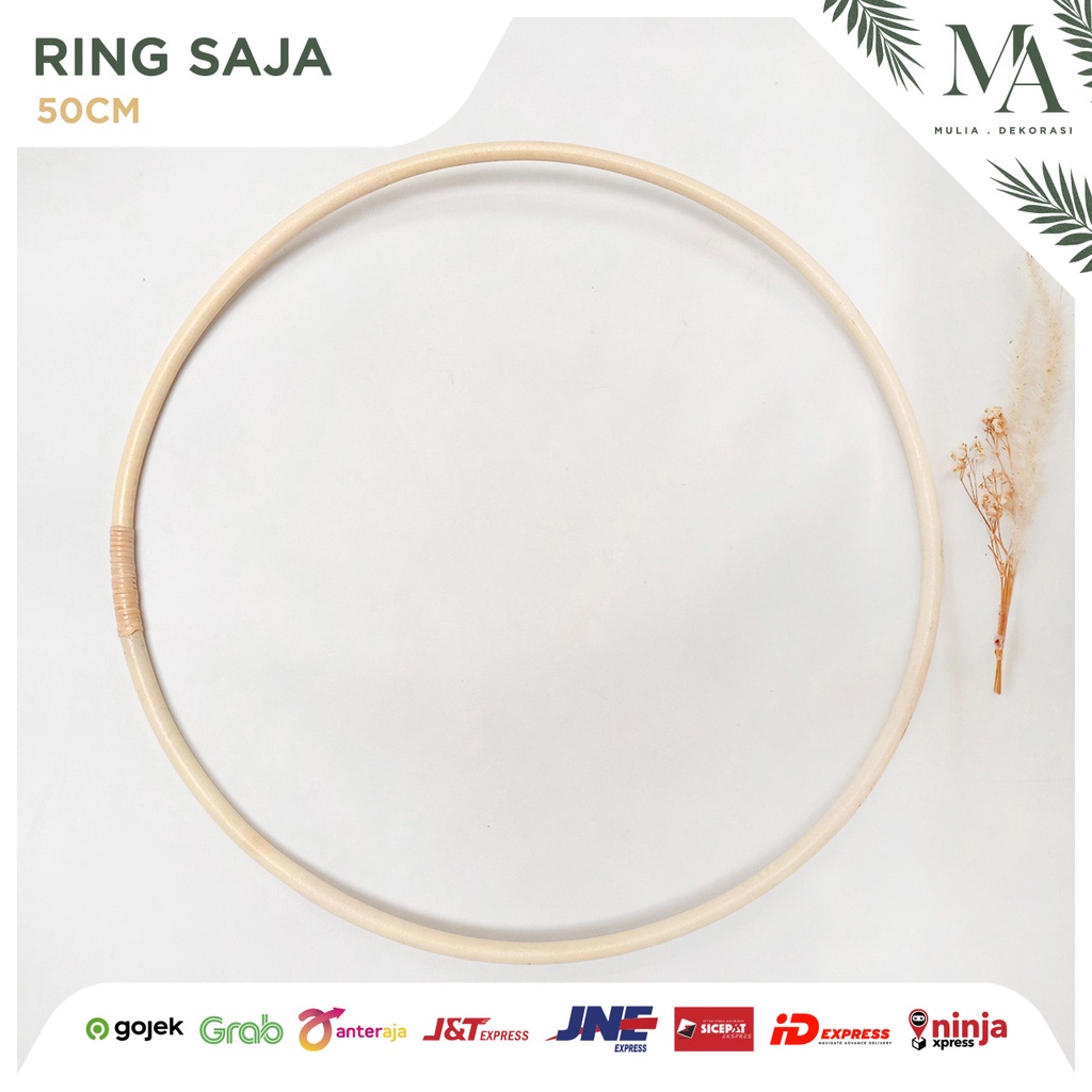 Ring Rotan Lingkaran 50cm Dekorasi Backdrop Aksesoris Lamaran Nikahan Lengkap Custom Nama Inisial Nama