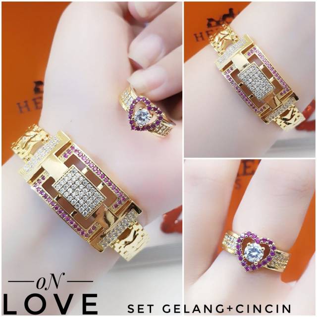 Xuping gelang dan cincin lapis emas 24k 2027h