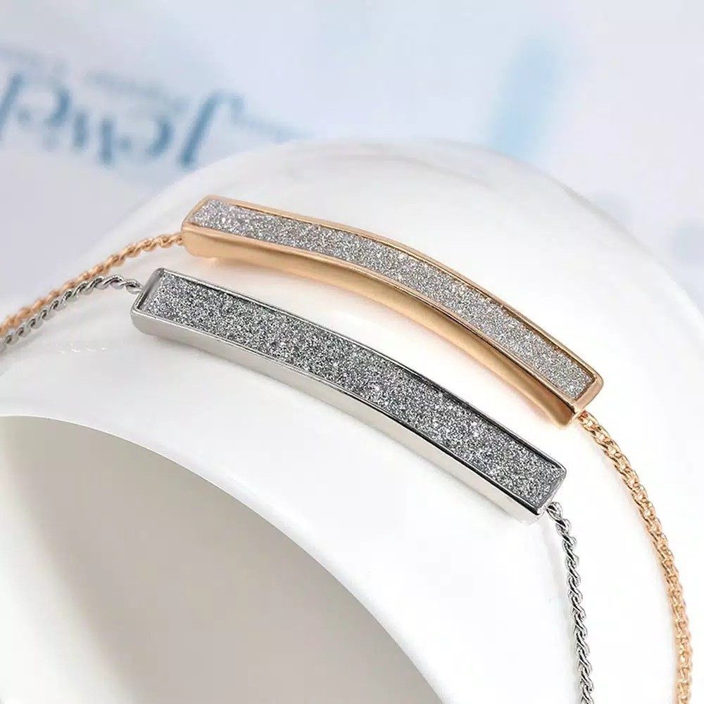 TBI Simple Bracelet Crystal Bar Cuff Chain Gelang Simple Model Korea