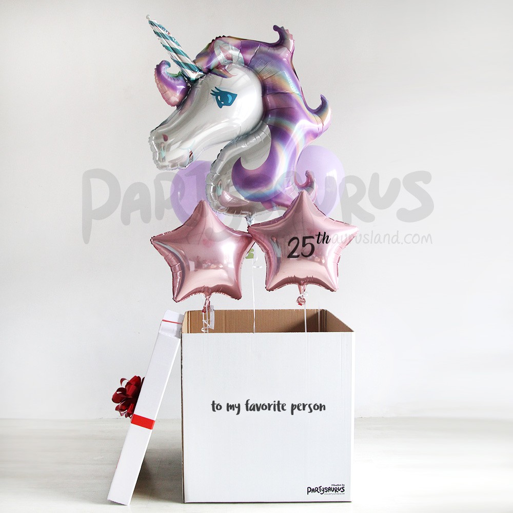Unicorn Sweetheart Mega Floatbox Surprise Balon Box