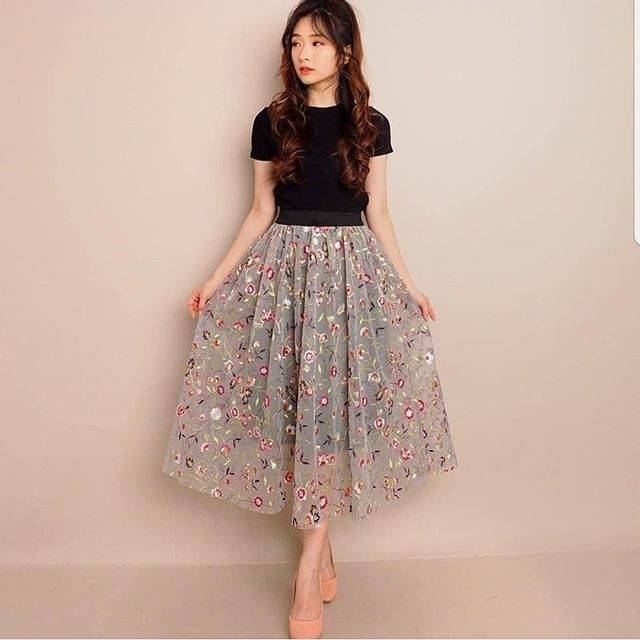 Rok Tutu Motif Bordir Bunga