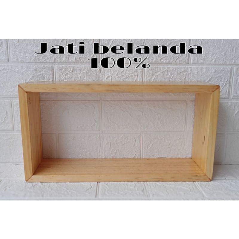 rak dinding ambalan persegi panjang murah jati belanda