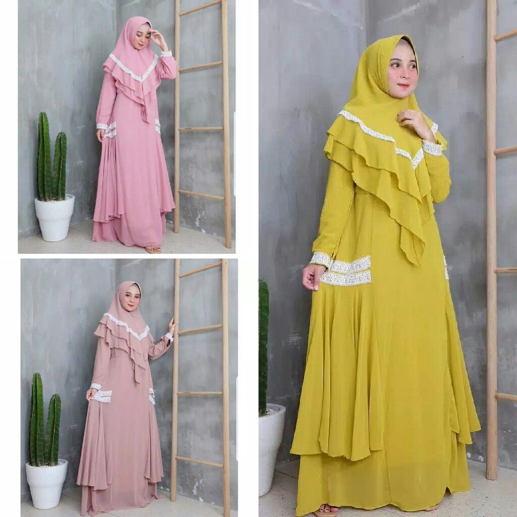 Bisa COD MALIKA SYARI – Fashion Muslim Ootd Syari Gamis Pakaian wanita Sethijab murah