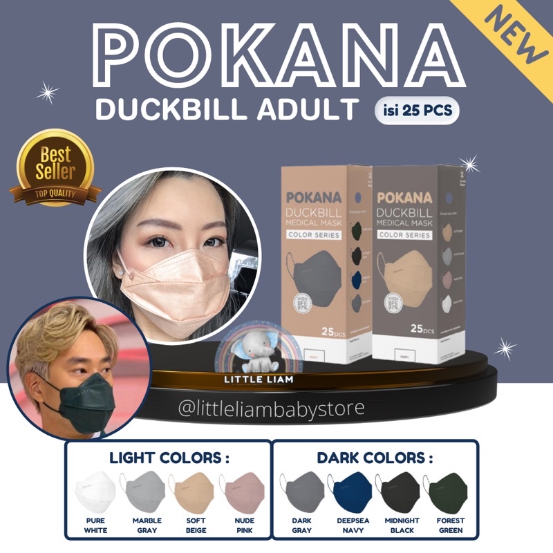POKANA Masker Medis Duckbill ADULT & KIDS 25 pcs | Medical Mask KF94 KN95 KF KN