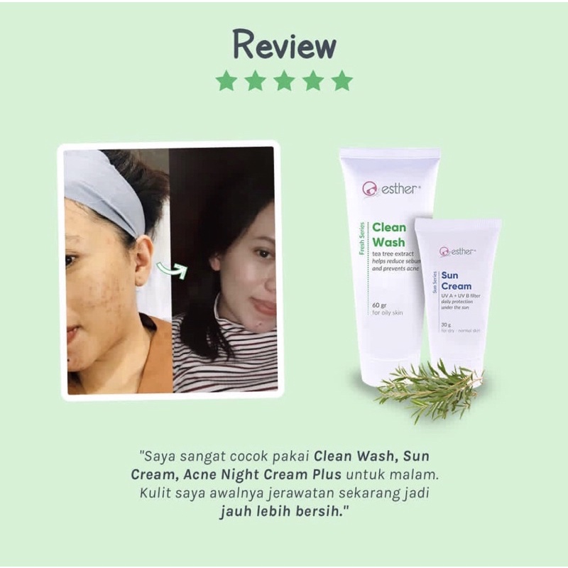 Esther Clean Wash 100gr - Sabun Untuk Wajah Jerawat, Sabun Jerawat