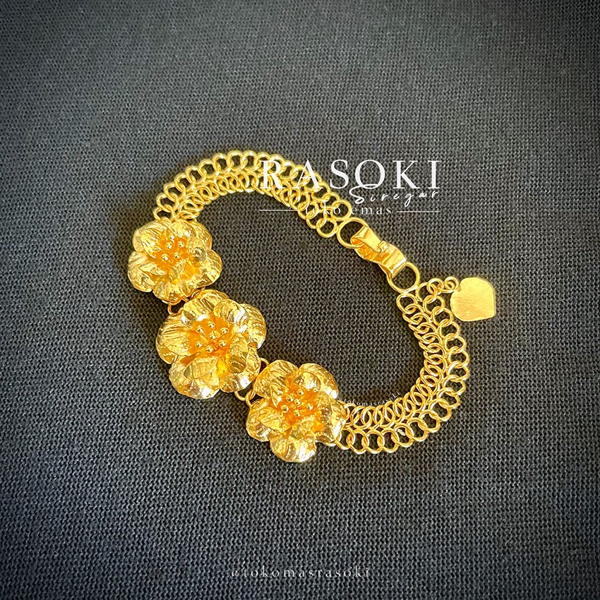 RANTAI TANGAN BUNGA MAWAR 15gr EMAS 24 LM LONDON 99,9% | TOKO MAS RASOKI