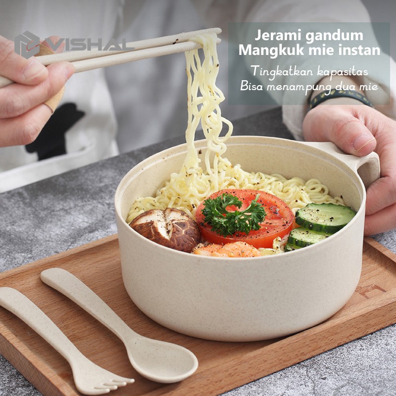 VISHAL Set Mangkok 6 in 1 Mangkuk Wheat Straw Serbaguna COVER THE CUP BOWL VS-42
