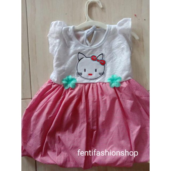 Dres baju anak perempuan brokat balon hello kitty