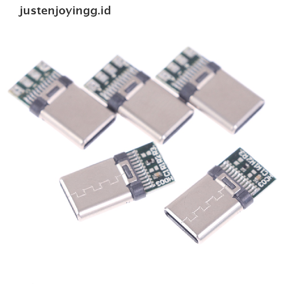 【justenjoyingg.id】 5/10Pcs USB 3.1 Type C Male DIY Solder Cable Plug Connector Socket PC Board .