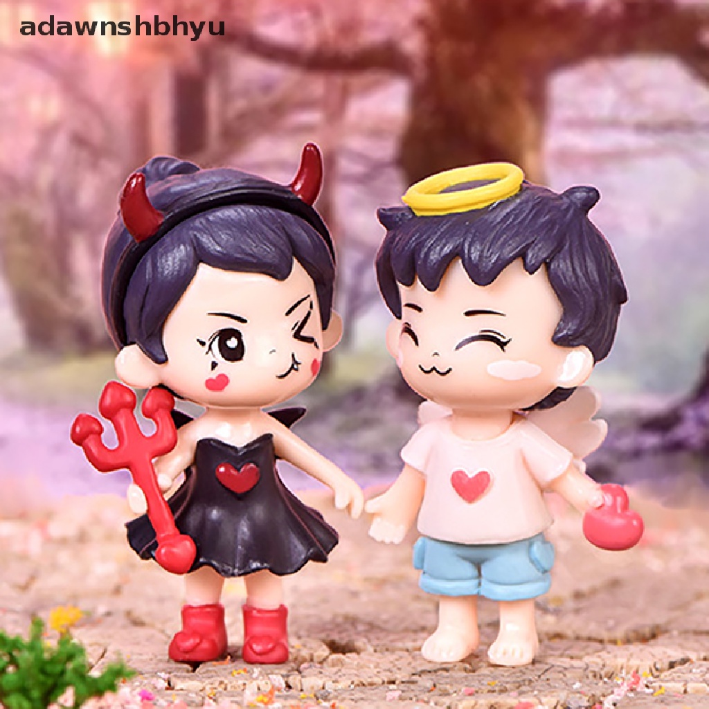 Adawnshbhyu Angel Demon Couple Patung Kecil Patung Kecil Figure Ornamen Miniatur