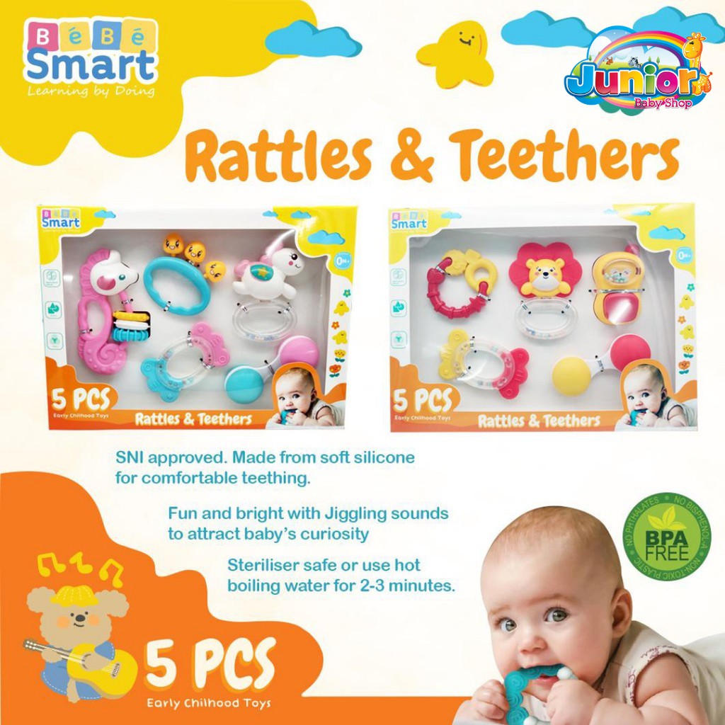 Bebe Smart 5pcs Rattles &amp; Teethers